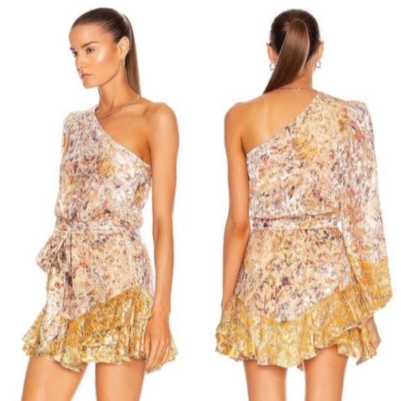 HEMANT AND NANDITA Kalon One Shoulder Belted Mini Dress White Cyber Size Small - Picture 2 of 11